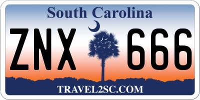 SC license plate ZNX666