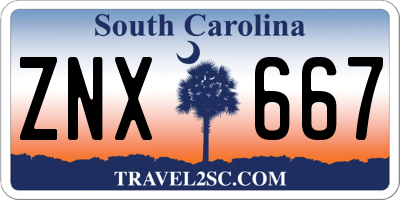 SC license plate ZNX667