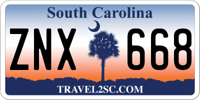 SC license plate ZNX668