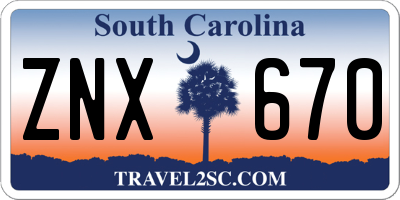 SC license plate ZNX670