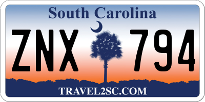 SC license plate ZNX794
