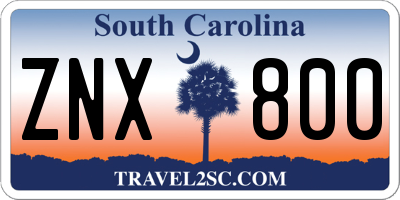 SC license plate ZNX800
