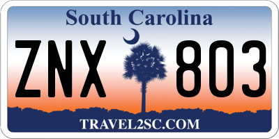 SC license plate ZNX803