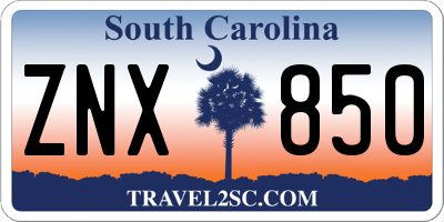 SC license plate ZNX850