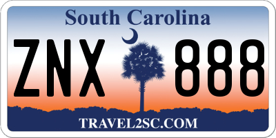 SC license plate ZNX888