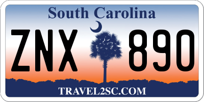SC license plate ZNX890