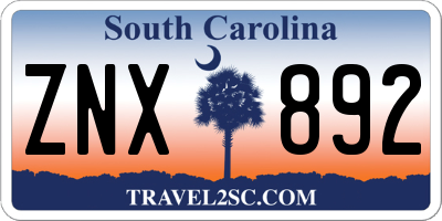 SC license plate ZNX892