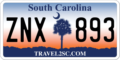 SC license plate ZNX893