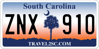 SC license plate ZNX910