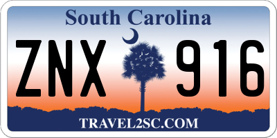 SC license plate ZNX916