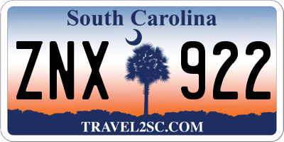 SC license plate ZNX922