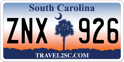 SC license plate ZNX926