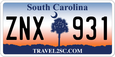 SC license plate ZNX931