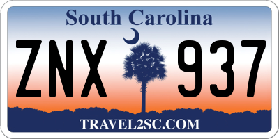 SC license plate ZNX937