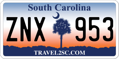 SC license plate ZNX953