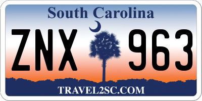 SC license plate ZNX963