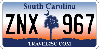 SC license plate ZNX967