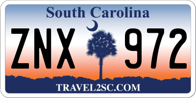SC license plate ZNX972
