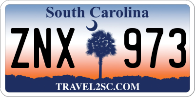 SC license plate ZNX973