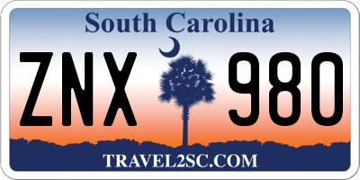 SC license plate ZNX980