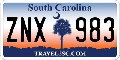 SC license plate ZNX983