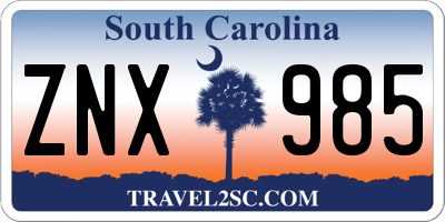 SC license plate ZNX985