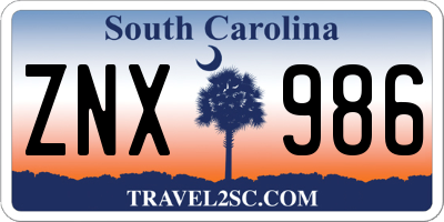 SC license plate ZNX986