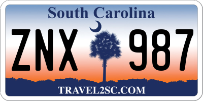 SC license plate ZNX987