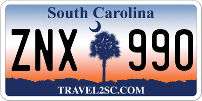 SC license plate ZNX990