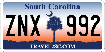 SC license plate ZNX992