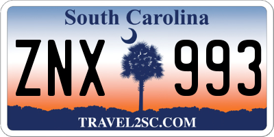 SC license plate ZNX993