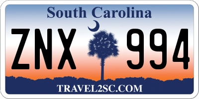 SC license plate ZNX994
