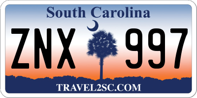 SC license plate ZNX997