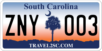 SC license plate ZNY003