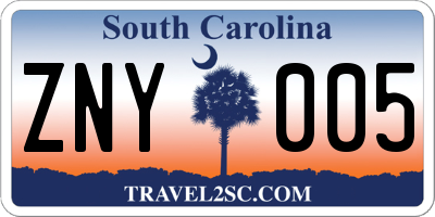 SC license plate ZNY005