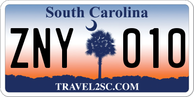 SC license plate ZNY010