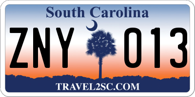 SC license plate ZNY013
