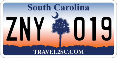 SC license plate ZNY019