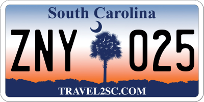 SC license plate ZNY025