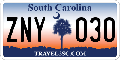 SC license plate ZNY030