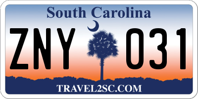 SC license plate ZNY031