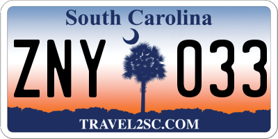 SC license plate ZNY033