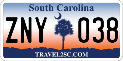 SC license plate ZNY038
