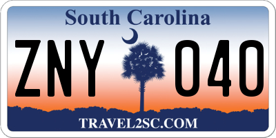 SC license plate ZNY040