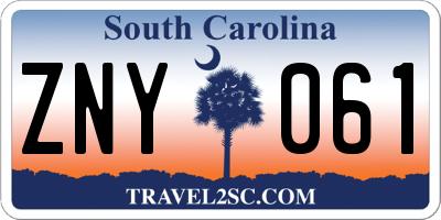SC license plate ZNY061