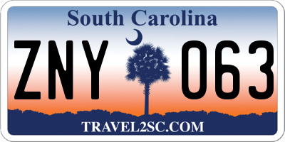 SC license plate ZNY063