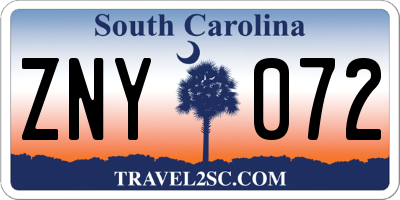 SC license plate ZNY072