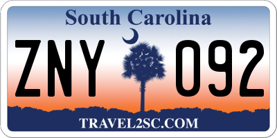 SC license plate ZNY092