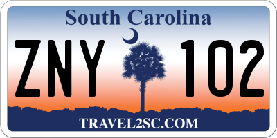 SC license plate ZNY102