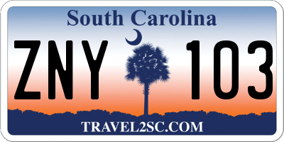 SC license plate ZNY103